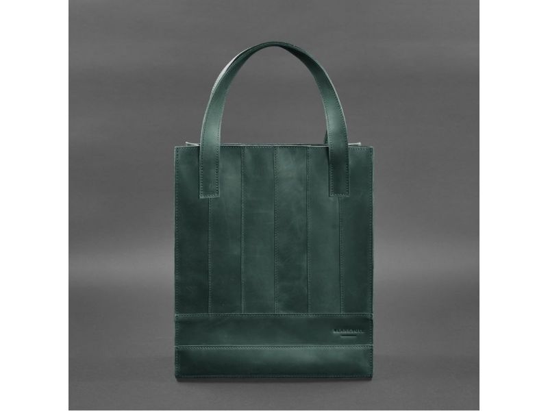 Кожаная женская сумка шоппер Бэтси зеленая, фото 8