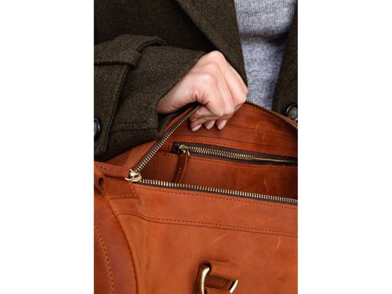 Кожаная сумка Harper Светло-коричневая Crazy Horse, фото 9