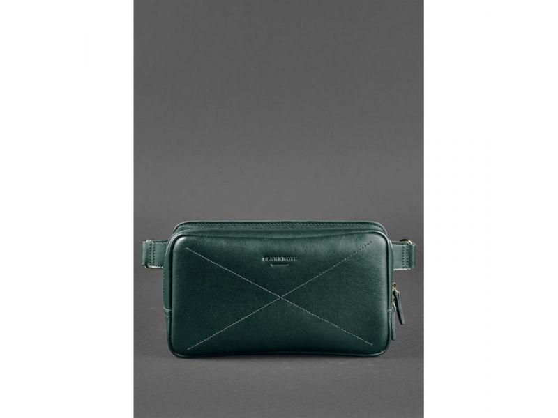 Кожаная поясная сумка Dropbag Maxi зеленая краст, фото 2