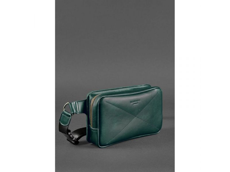 Кожаная поясная сумка Dropbag Maxi зеленая краст, фото 3