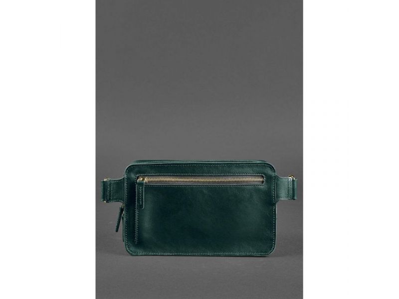 Кожаная поясная сумка Dropbag Maxi зеленая краст, фото 4