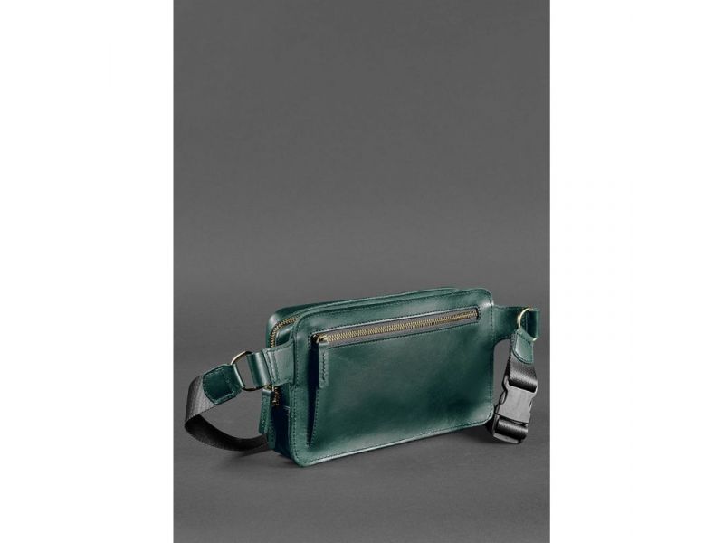 Кожаная поясная сумка Dropbag Maxi зеленая краст, фото 5