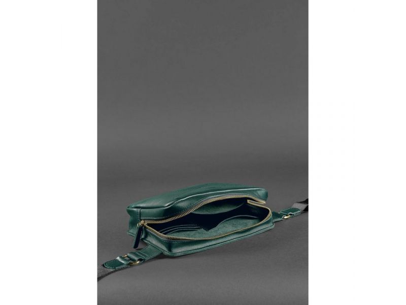 Кожаная поясная сумка Dropbag Maxi зеленая краст, фото 7
