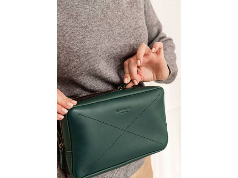 Кожаная поясная сумка Dropbag Maxi зеленая краст, фото 9