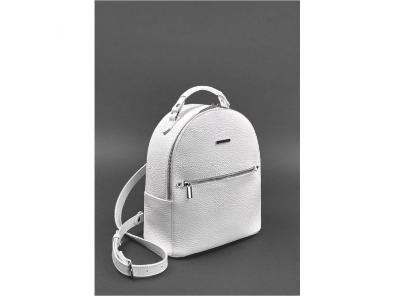 Кожаный женский мини-рюкзак Kylie белый флотар, фото 3