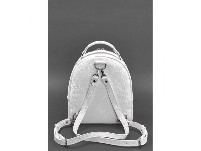 Кожаный женский мини-рюкзак Kylie белый флотар, фото 4