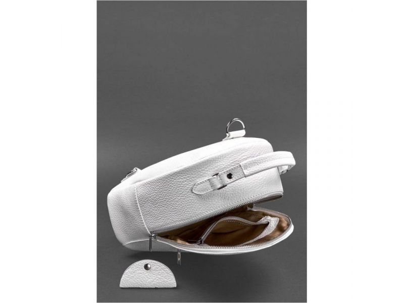 Кожаный женский мини-рюкзак Kylie белый флотар, фото 5