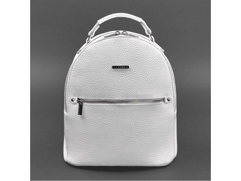 Кожаный женский мини-рюкзак Kylie белый флотар, фото 9