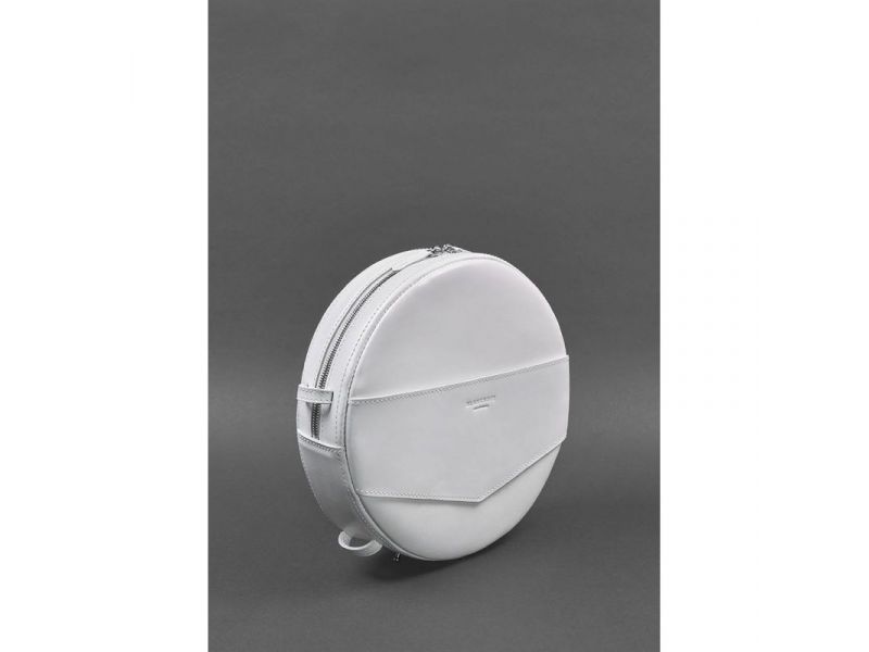 Кожаная женская круглая сумка-рюкзак Maxi белая, фото 3
