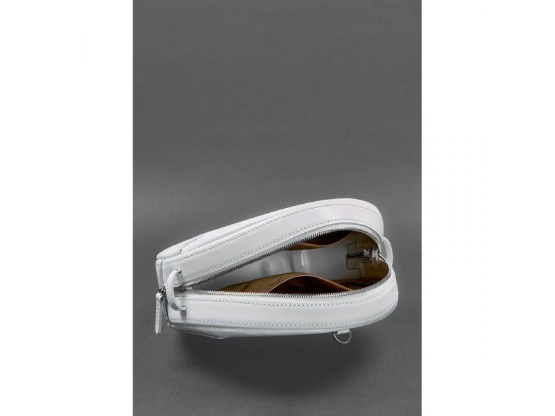 Кожаная женская круглая сумка-рюкзак Maxi белая, фото 6