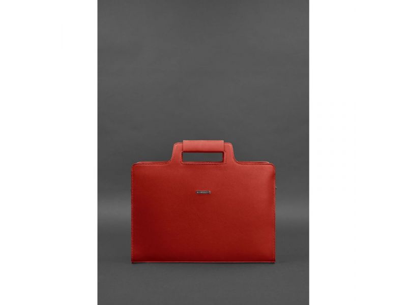 Женская кожаная сумка для ноутбука и документов красная, фото 2