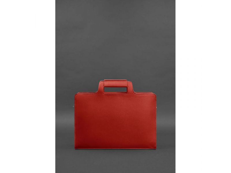 Женская кожаная сумка для ноутбука и документов красная, фото 4