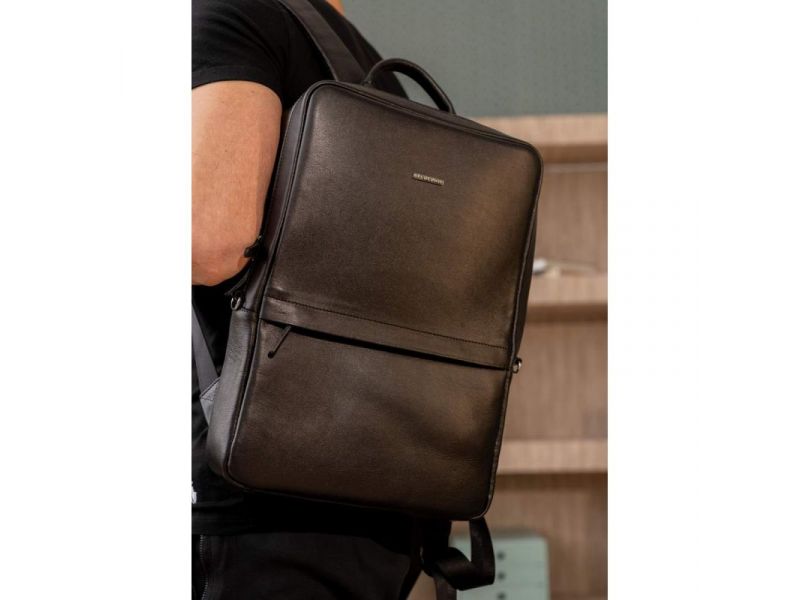 Черный кожаный мужской рюкзак Foster 1.0, фото 1