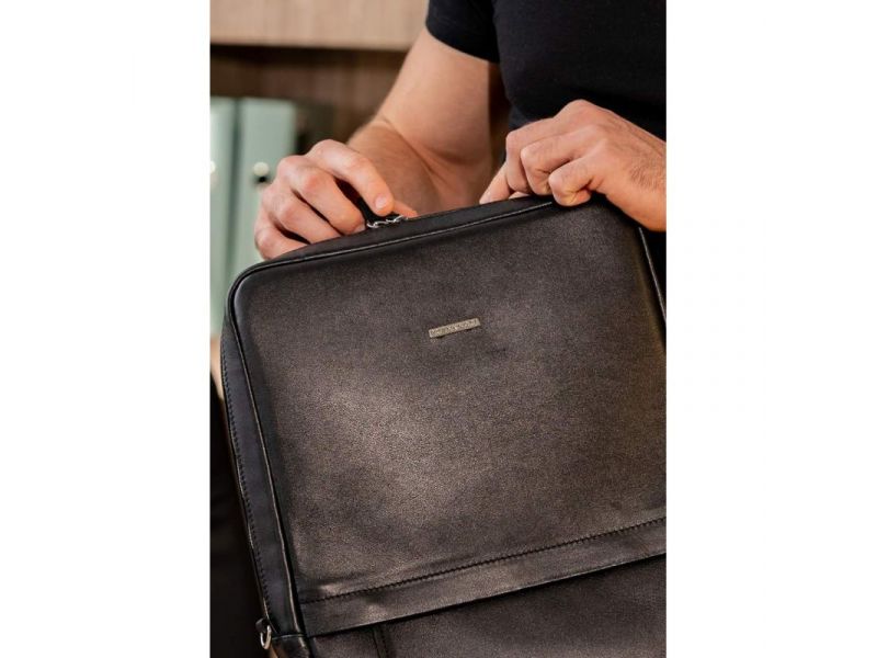 Черный кожаный мужской рюкзак Foster 1.0, фото 7