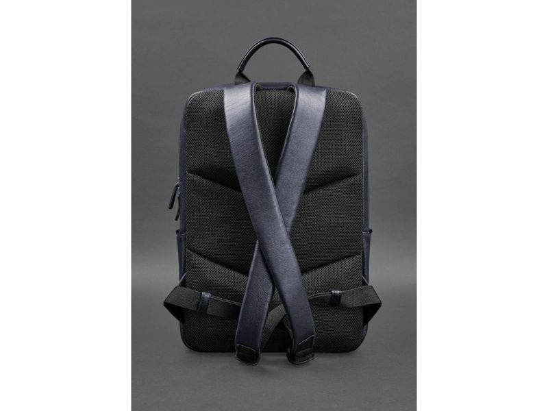 Темно-синий кожаный мужской рюкзак Foster 1.0, фото 4