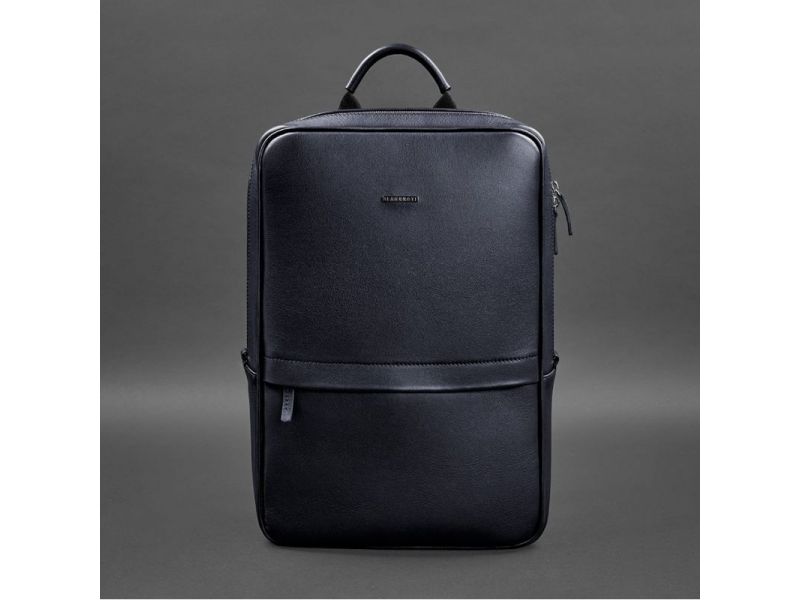 Темно-синий кожаный мужской рюкзак Foster 1.0, фото 10