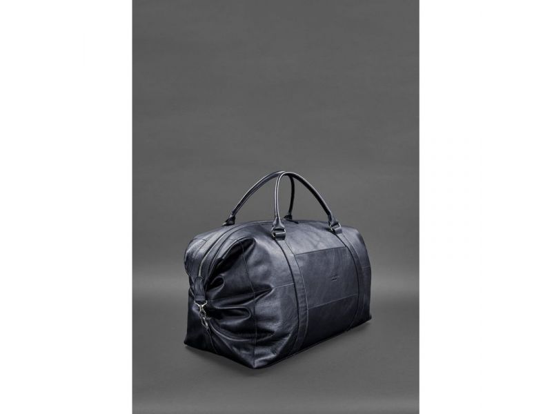 Кожаная дорожная сумка темно-синяя, фото 2