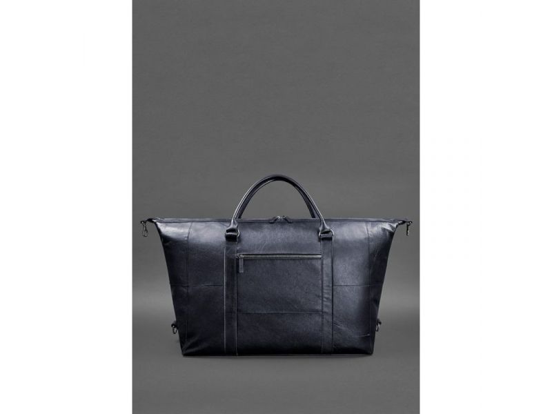 Кожаная дорожная сумка темно-синяя, фото 6