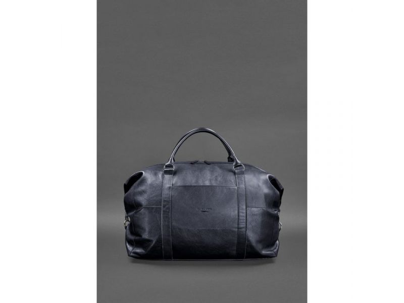 Кожаная дорожная сумка темно-синяя, фото 4