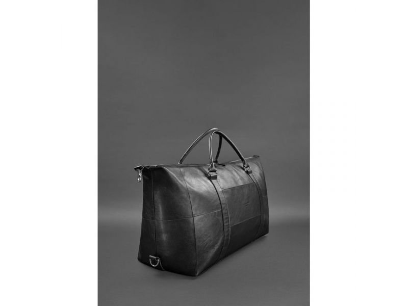 Кожаная дорожная сумка черная, фото 4