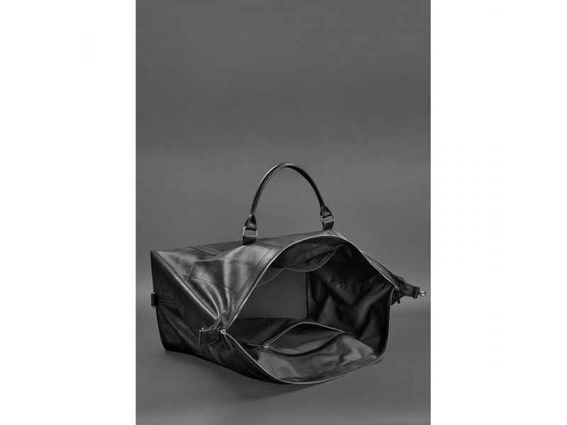 Кожаная дорожная сумка черная, фото 5