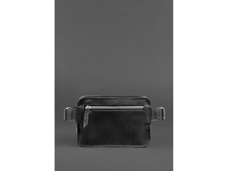 Кожаная поясная сумка Dropbag Mini черная Crazy Horse, фото 5