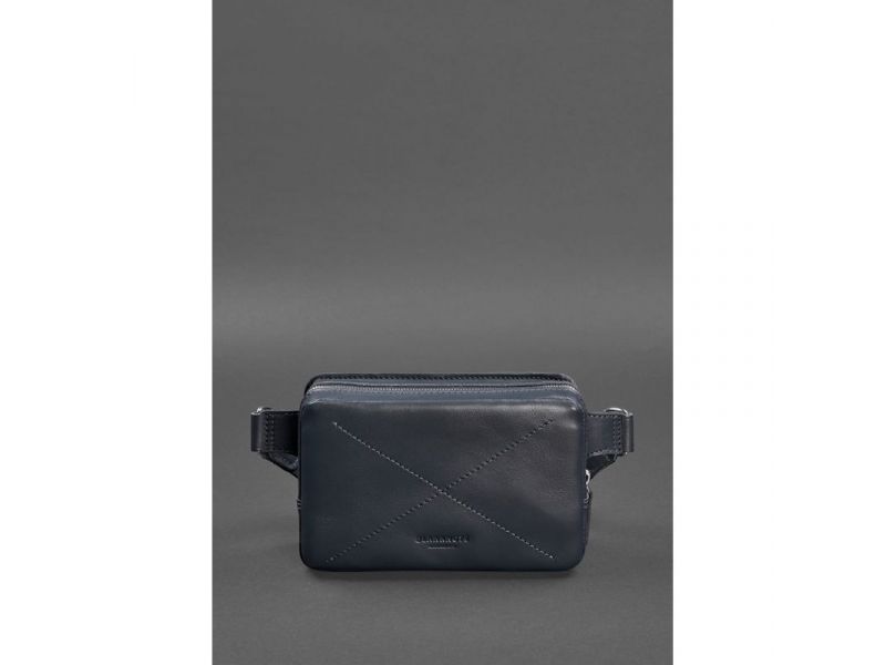 Кожаная поясная сумка Dropbag Mini темно-синяя, фото 2