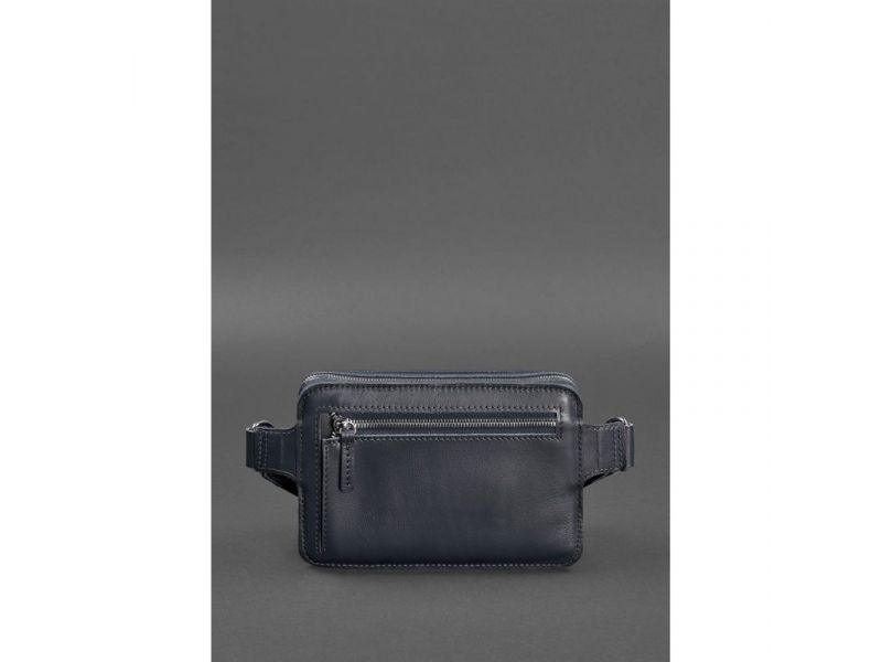 Кожаная поясная сумка Dropbag Mini темно-синяя, фото 4