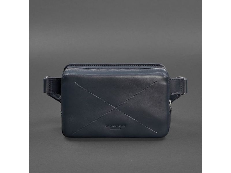 Кожаная поясная сумка Dropbag Mini темно-синяя, фото 10