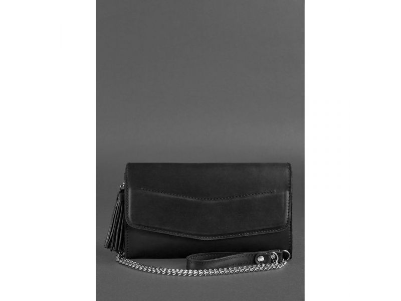 Кожаная женская сумка Элис черная crazy horse, фото 3