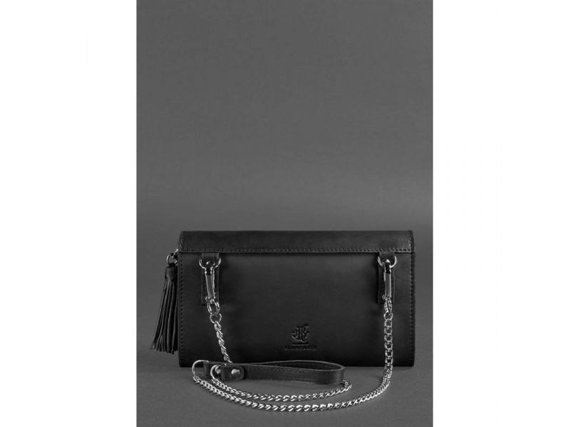 Кожаная женская сумка Элис черная crazy horse, фото 4