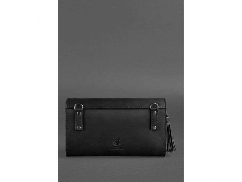 Кожаная женская сумка Элис черная crazy horse, фото 6