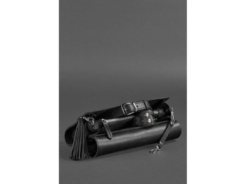 Кожаная женская сумка Элис черная crazy horse, фото 7