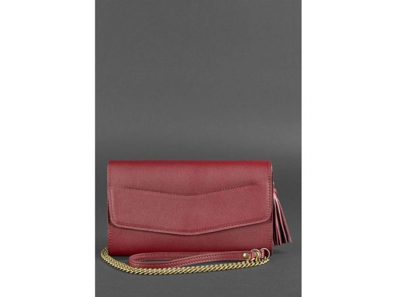 Женская кожаная сумка Элис бордовая Краст, фото 2