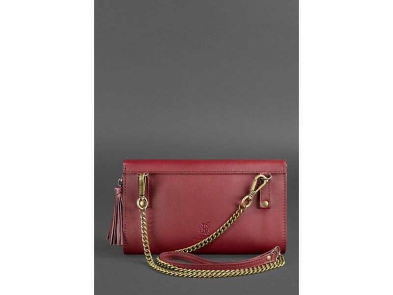 Женская кожаная сумка Элис бордовая Краст, фото 3