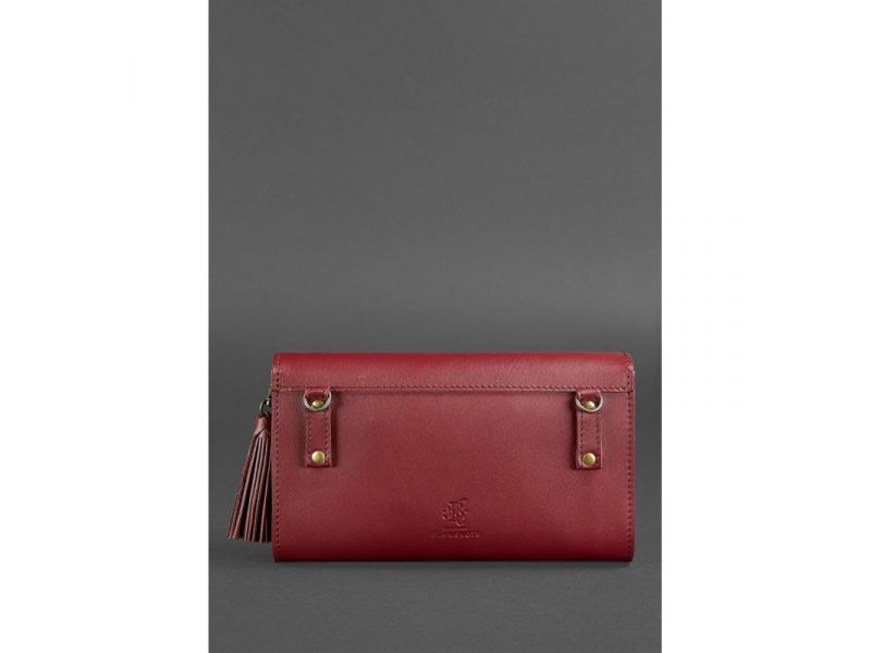 Женская кожаная сумка Элис бордовая Краст, фото 5