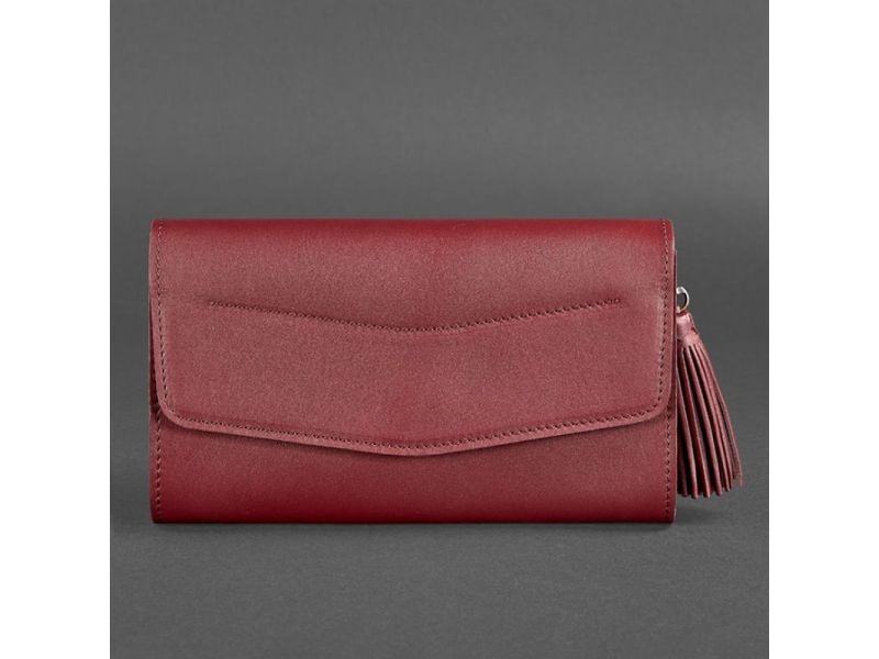 Женская кожаная сумка Элис бордовая Краст, фото 7