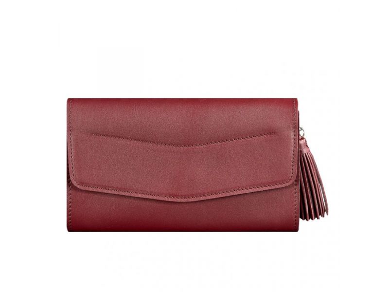 Женская кожаная сумка Элис бордовая Краст, фото 8