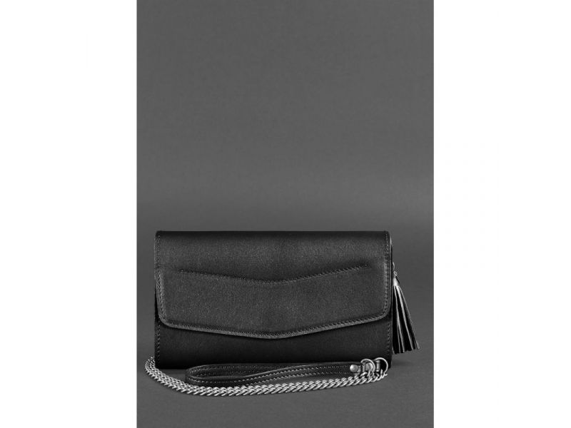 Женская кожаная сумка Элис угольно-черная, фото 2