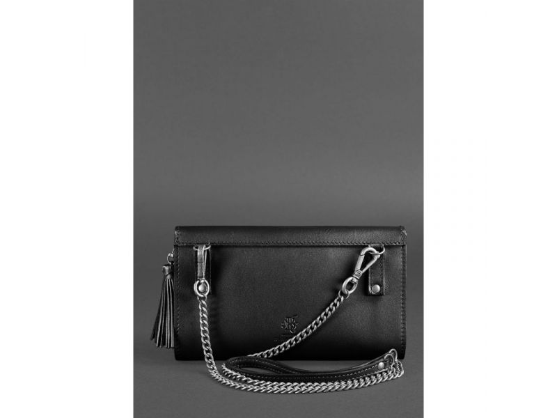 Женская кожаная сумка Элис угольно-черная, фото 3