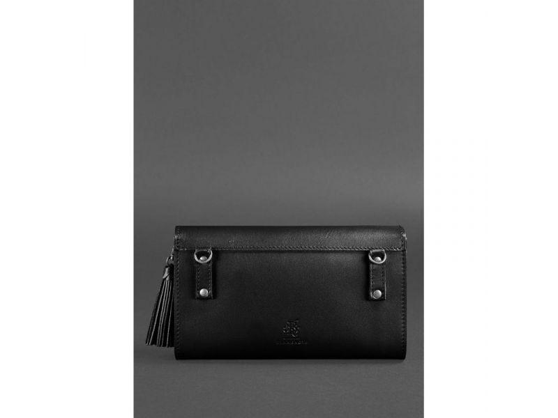 Женская кожаная сумка Элис угольно-черная, фото 5