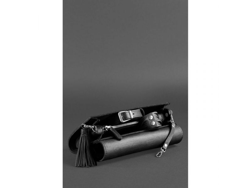 Женская кожаная сумка Элис угольно-черная, фото 6