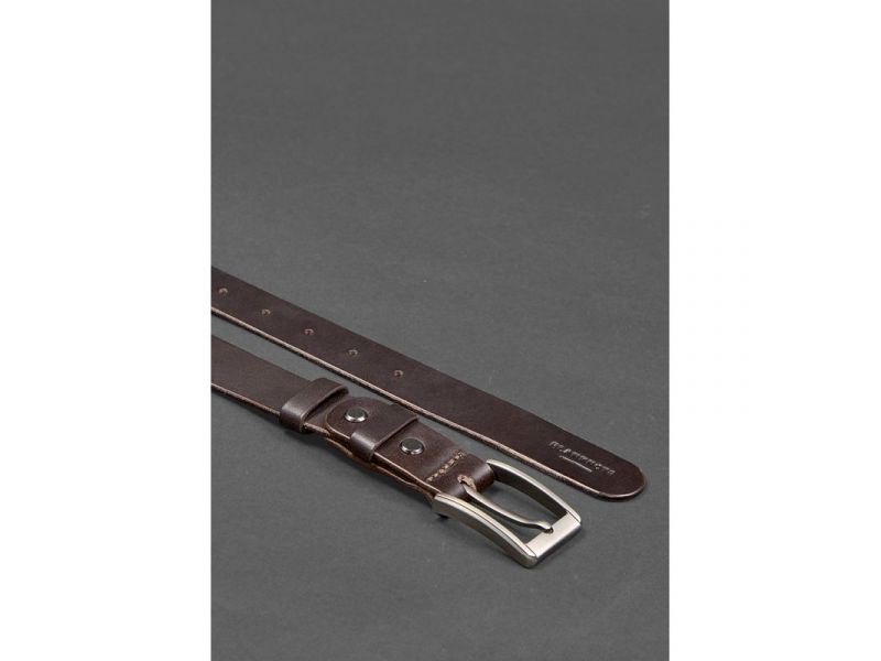 Мужской кожаный узкий ремень 30 мм Коричневый, фото 3