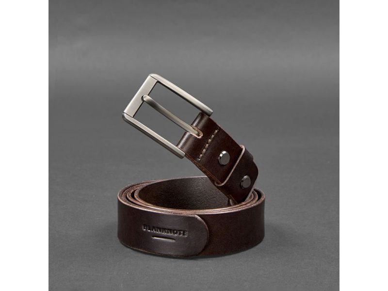 Мужской кожаный узкий ремень 30 мм Коричневый, фото 4