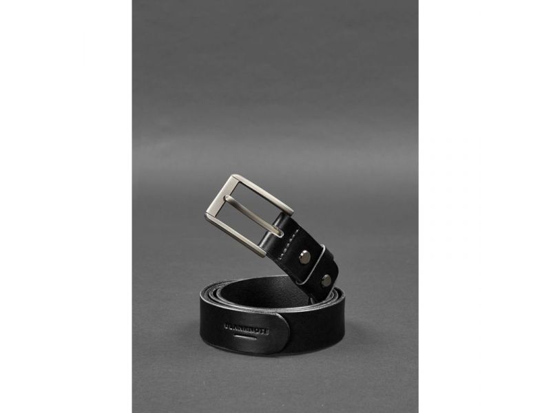 Мужской кожаный узкий ремень 30 мм Черный, фото 1