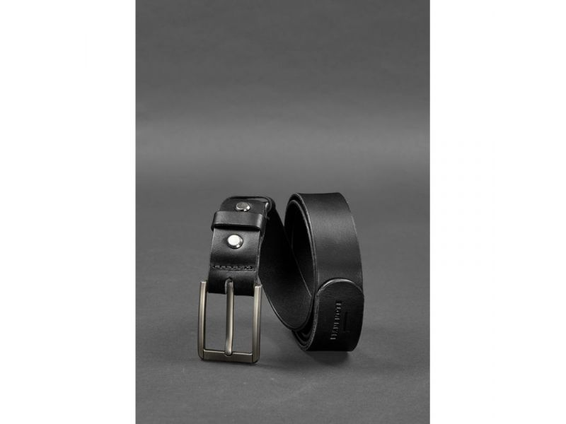 Мужской кожаный узкий ремень 30 мм Черный, фото 2