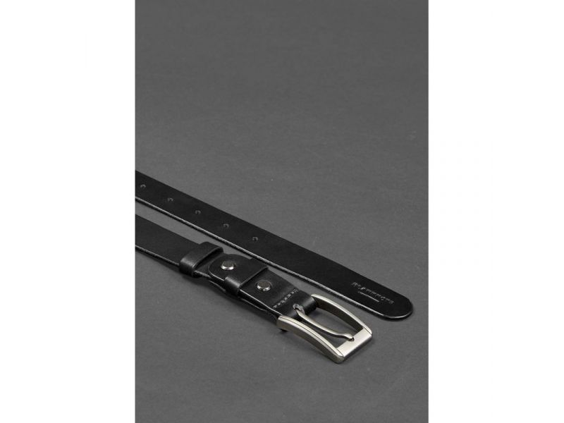 Мужской кожаный узкий ремень 30 мм Черный, фото 3