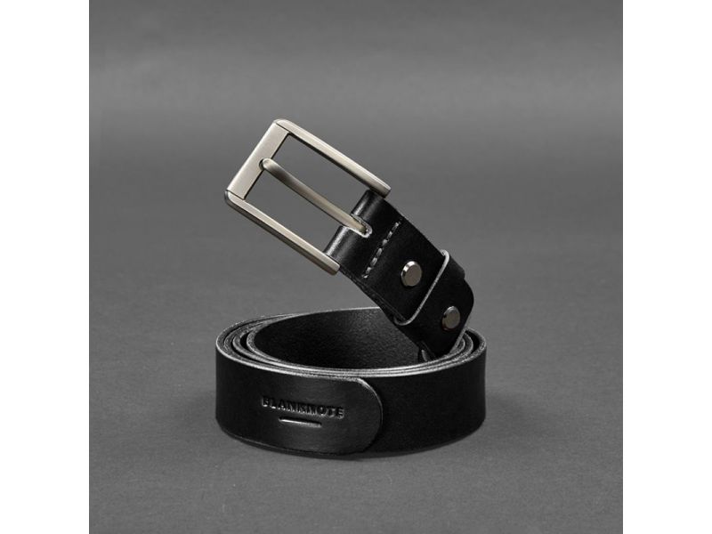 Мужской кожаный узкий ремень 30 мм Черный, фото 4