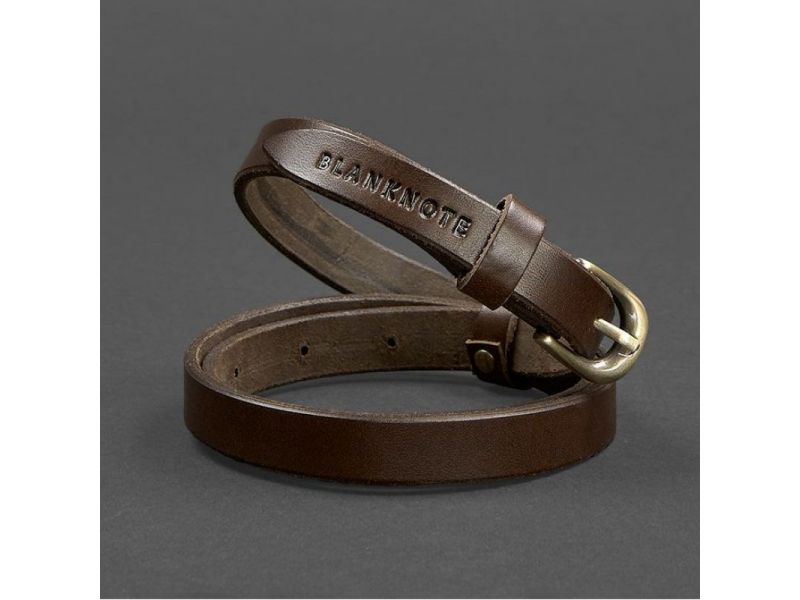 Женский кожаный узкий ремень 15 мм Коричневый, фото 4