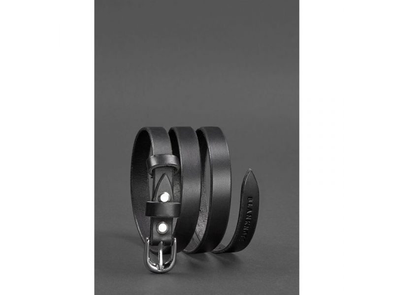 Женский кожаный узкий ремень 15 мм Черный, фото 2